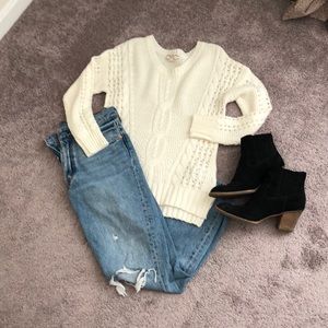 Off white cable knit sweater, size S